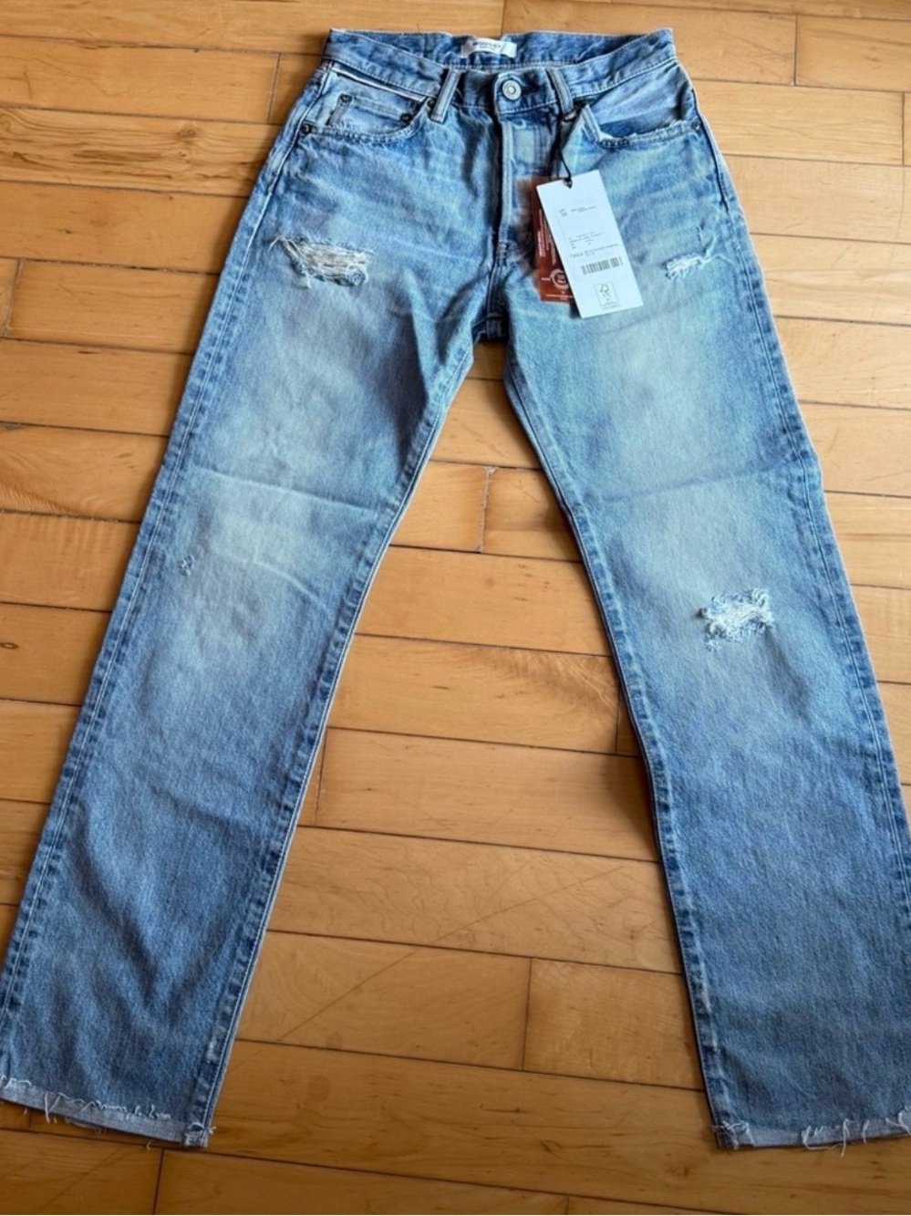 NEW MOUSSY VINTAGE STEELE2260 Straight Light Blue Denim Distressed Jeans Size 26 - Picture 6 of 15